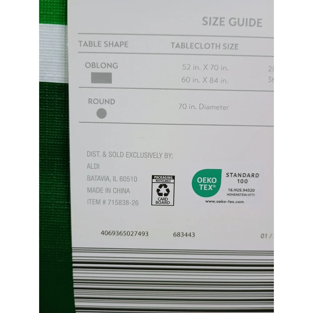 Kirkton House Football Field Vinyl Tablecloth 52x70 Oblong Green White Touchdown